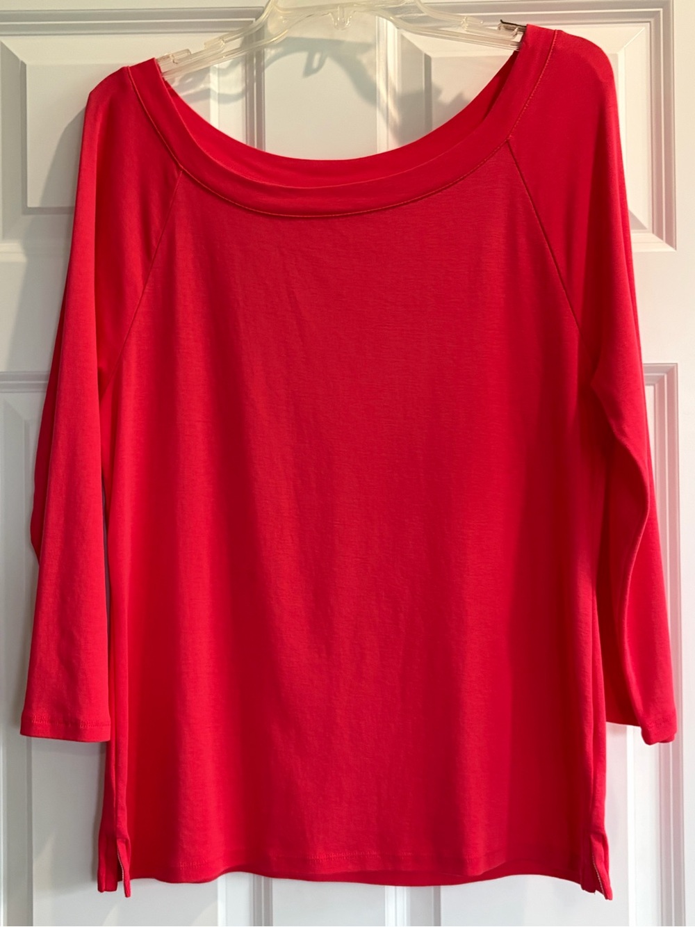 Talbots Women's Scoop-Neck Long Sleeve Top in Coral